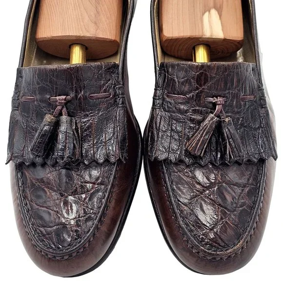 Vintage Bruno Magli Exotic Caiman Crocodile 9.5 Italy Dress  display picture 1